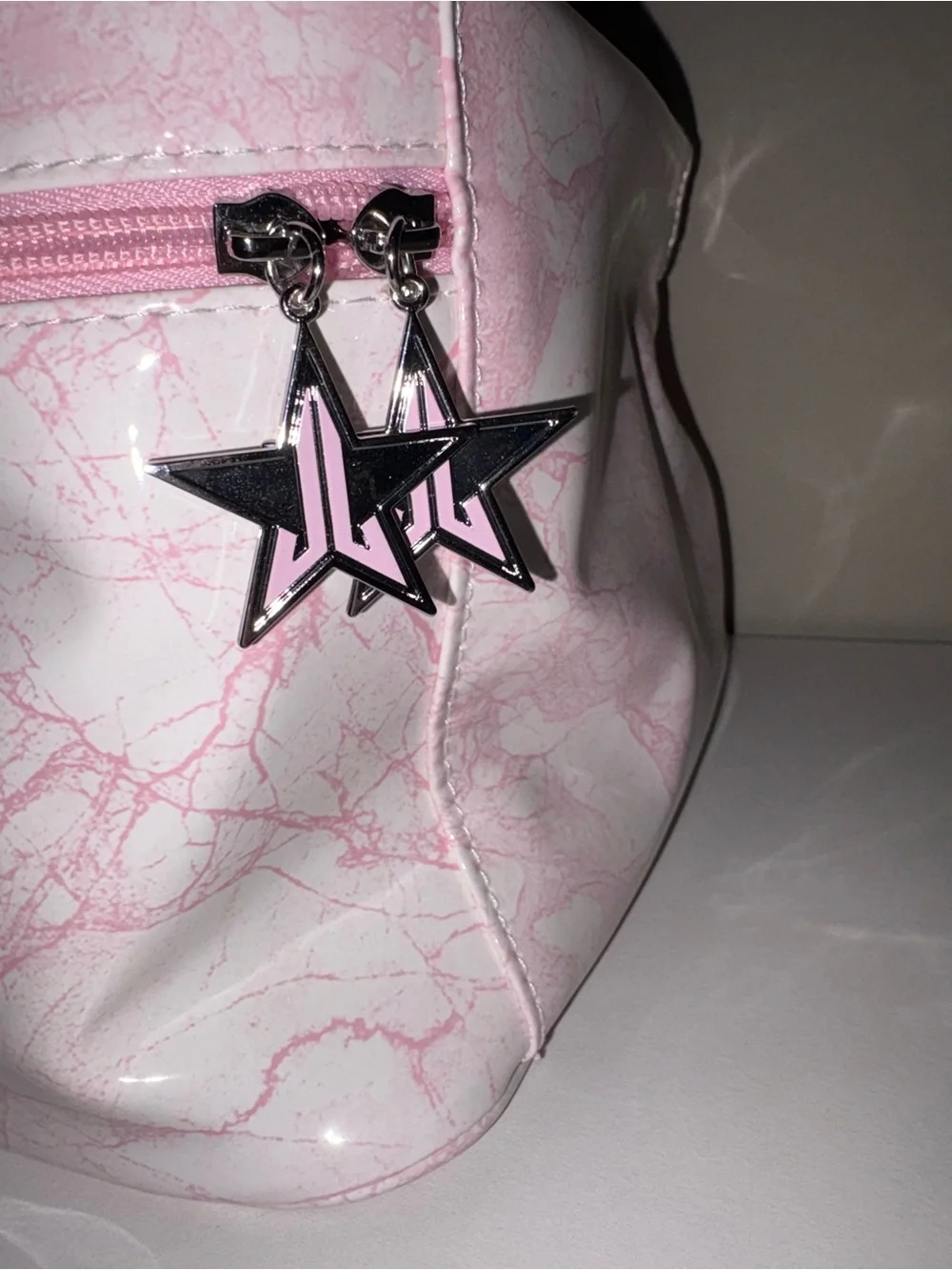 Jeffree Star Pink & White Marble Cosmetic Case with Top Handle
